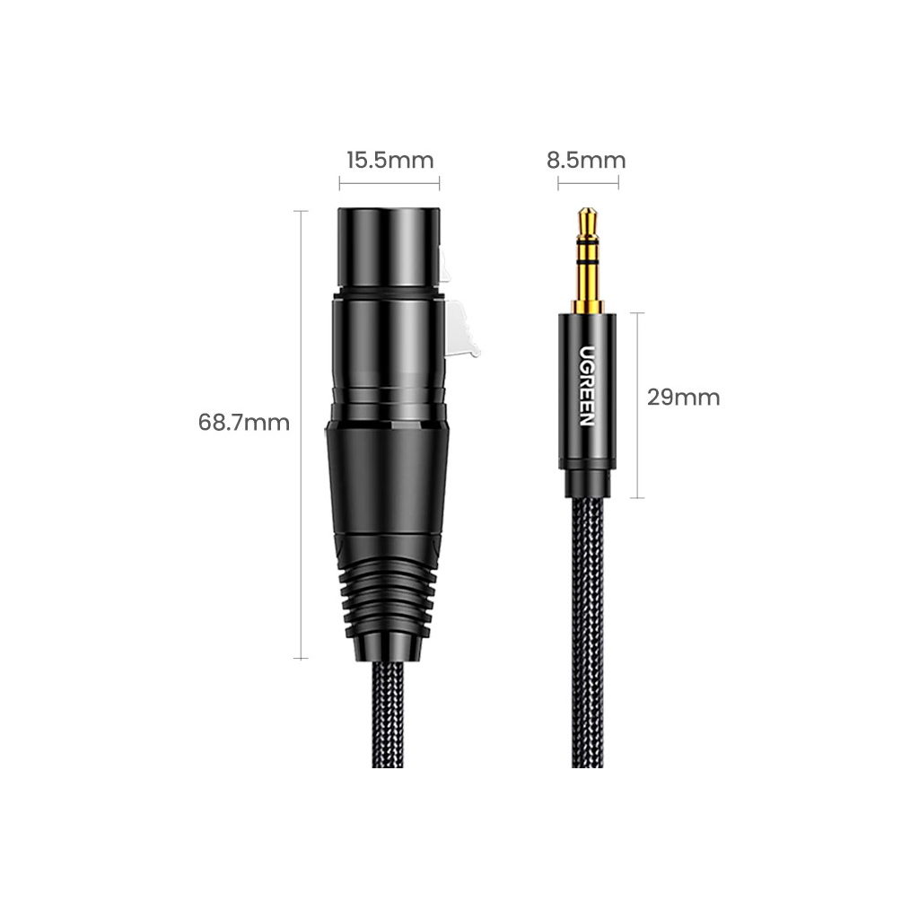 Кабель мультимедійний 3.5mm M to XLR F 1.0m AV182 black Ugreen (20763) - фото 12 Кабель мультимедійний 3.5mm M to XLR F 1.0m AV182 black Ugreen (20763) - фото 12