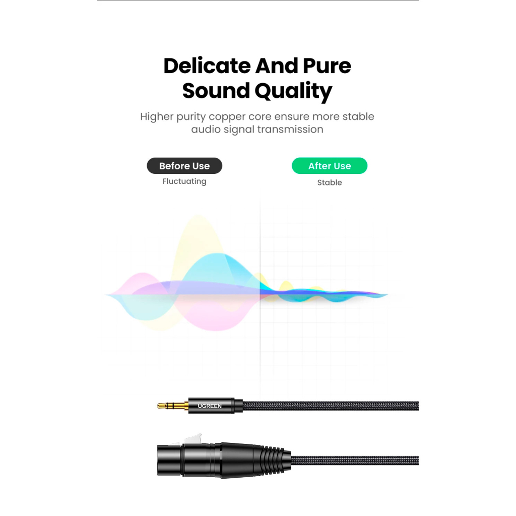 Кабель мультимедійний 3.5mm M to XLR F 1.0m AV182 black Ugreen (20763) - фото 5 Кабель мультимедійний 3.5mm M to XLR F 1.0m AV182 black Ugreen (20763) - фото 5