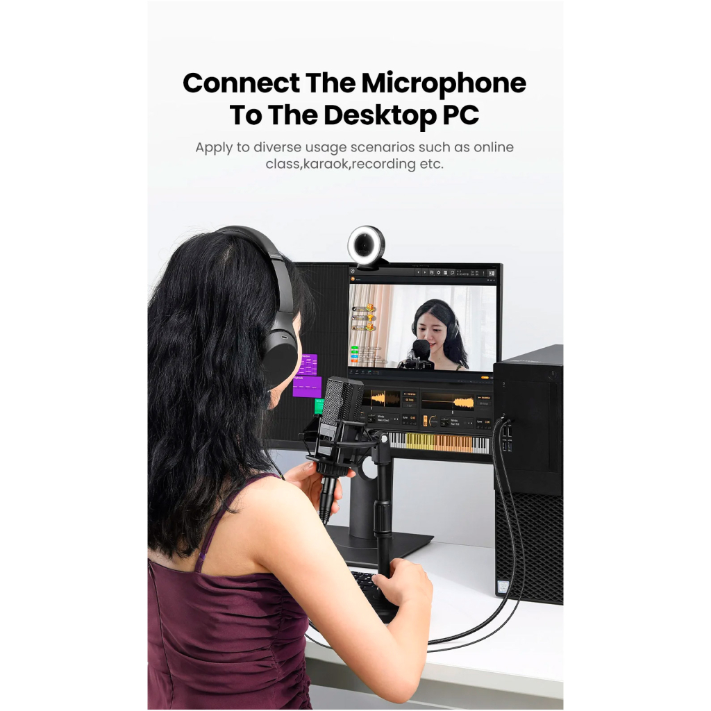 Кабель мультимедійний 3.5mm M to XLR F 1.0m AV182 black Ugreen (20763) - фото 8 Кабель мультимедійний 3.5mm M to XLR F 1.0m AV182 black Ugreen (20763) - фото 8