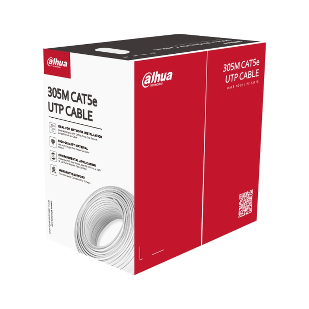 Кабель мережевий Dahua UTP 305м, cat.5e, CU, 4*2*0,5, PVC (DH-PFM920I-5EU-U) - фото 1