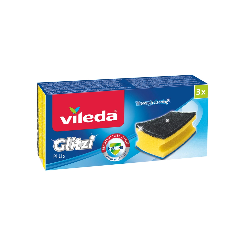 Губки кухонні Vileda Glitzi Plus Для сильно забрудненого посуду 3 шт. (4003790001444) Губки кухонні Vileda Glitzi Plus Для сильно забрудненого посуду 3 шт. (4003790001444)