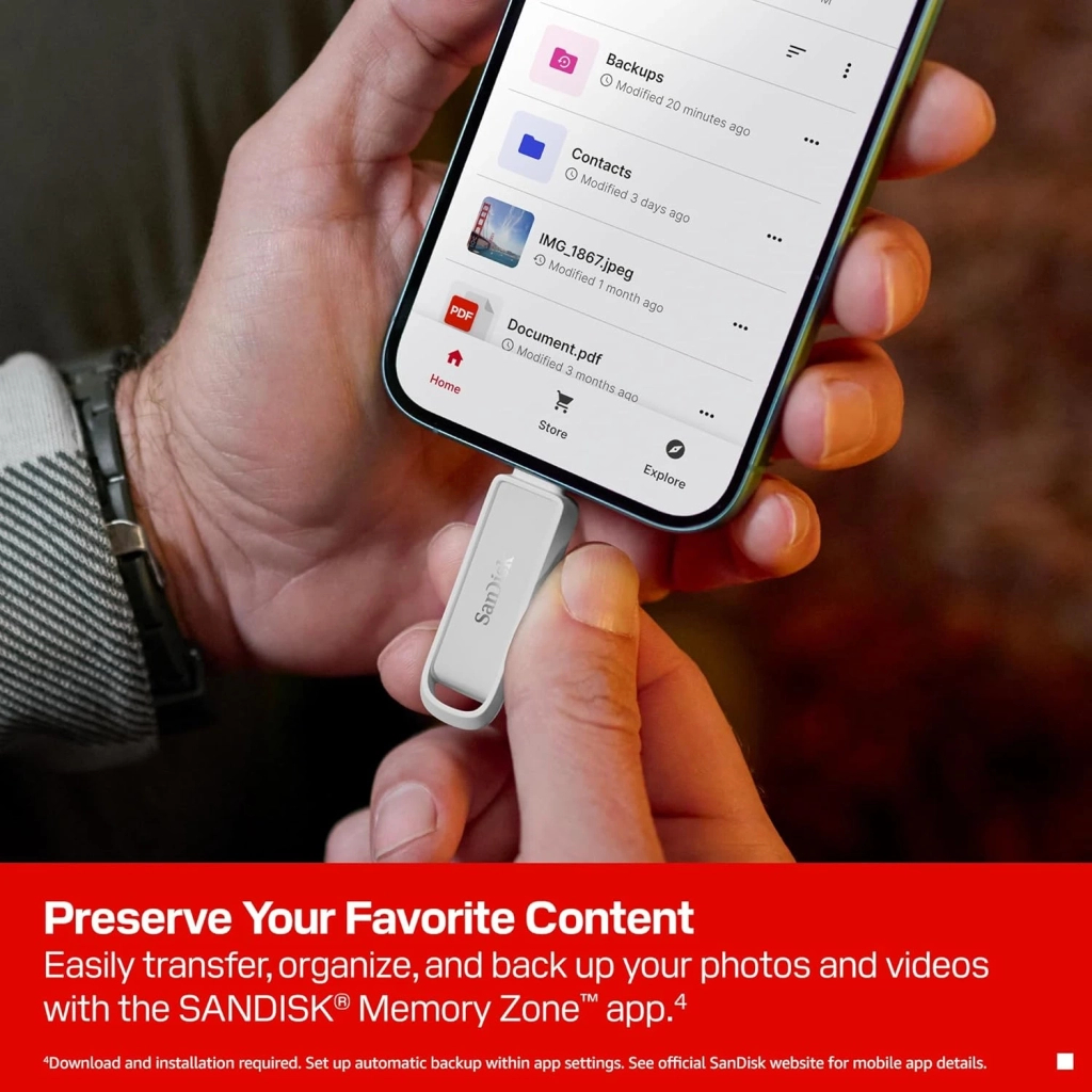 USB флеш накопичувач SanDisk 128GB Phone Drive Arctic White Type-C USB 3.2 (SDIXS0N-128G-GN6NE) - фото 6 USB флеш накопичувач SanDisk 128GB Phone Drive Arctic White Type-C USB 3.2 (SDIXS0N-128G-GN6NE) - фото 6