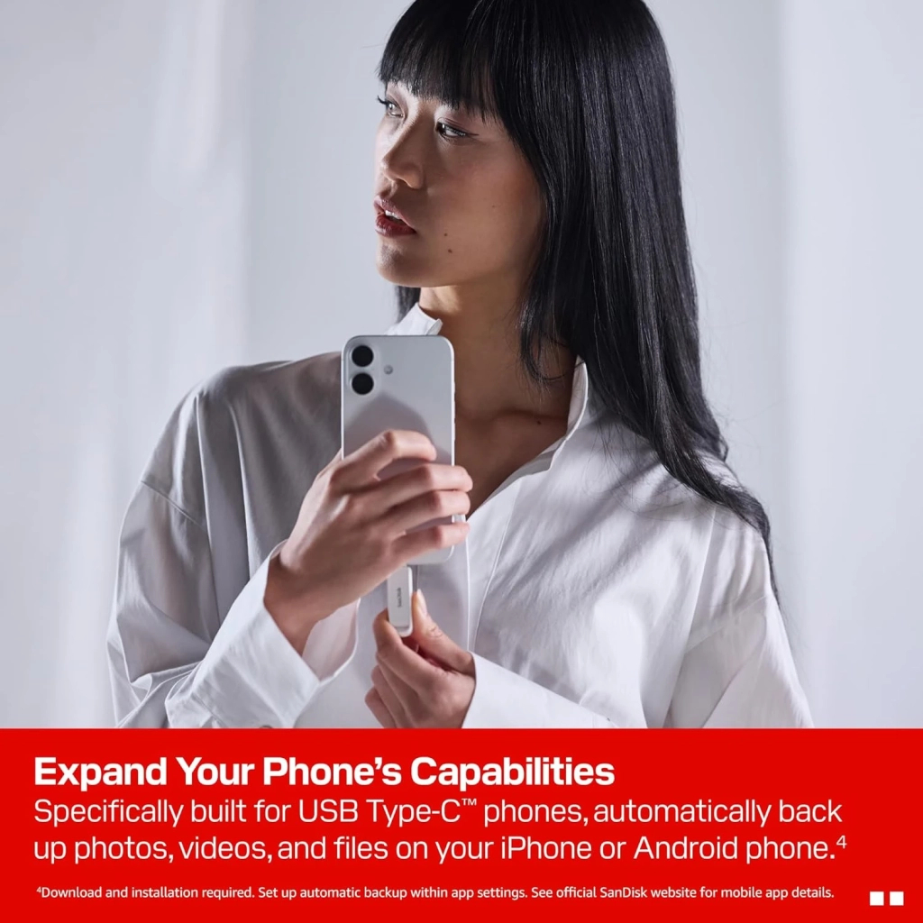 USB флеш накопичувач SanDisk 128GB Phone Drive Arctic White Type-C USB 3.2 (SDIXS0N-128G-GN6NE) - фото 8 USB флеш накопичувач SanDisk 128GB Phone Drive Arctic White Type-C USB 3.2 (SDIXS0N-128G-GN6NE) - фото 8