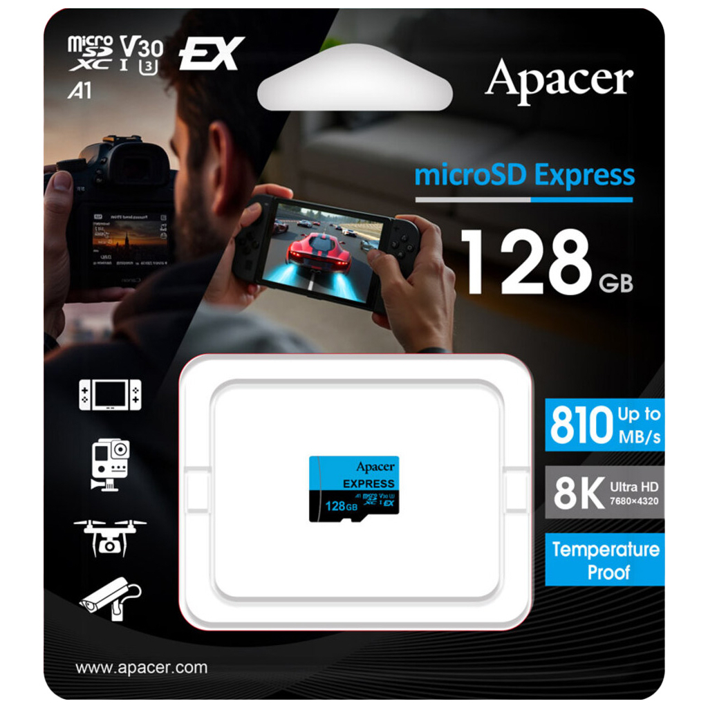 Карта пам'яті Apacer 128GB microSDXC class 10 UHS-I U3 V30 A1 Express (AP128GMCEXG3X17-RA) - фото 2 Карта пам'яті Apacer 128GB microSDXC class 10 UHS-I U3 V30 A1 Express (AP128GMCEXG3X17-RA) - фото 2