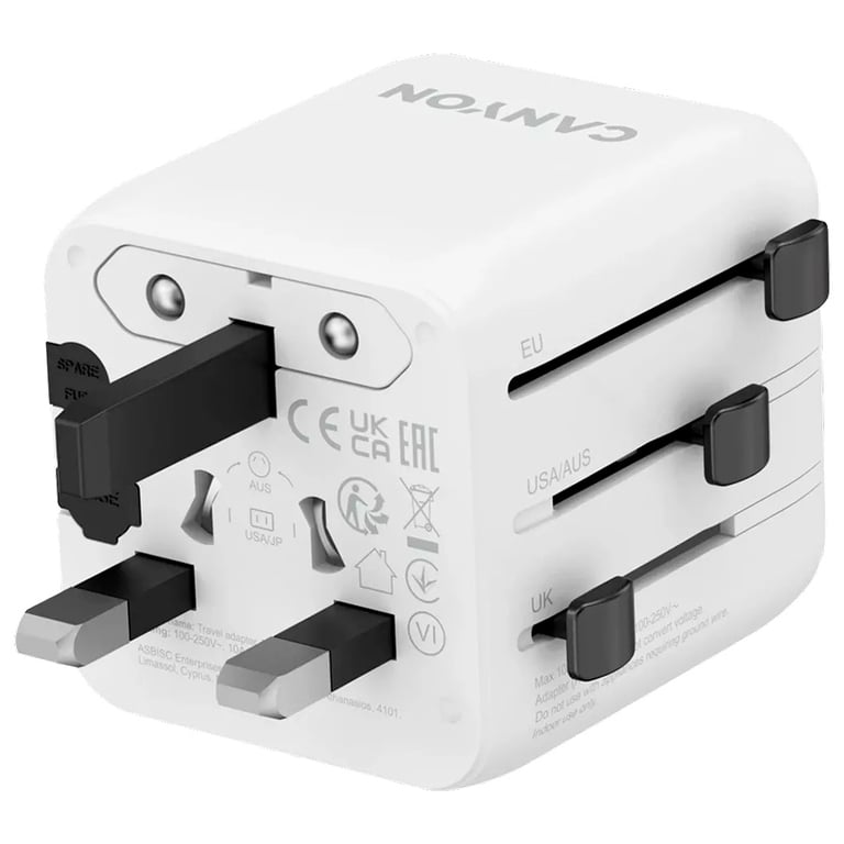 Перехідник Canyon Travel Adapter OnTour One EU/UK/US/AUS White (CNS-TA1005W) - фото 2