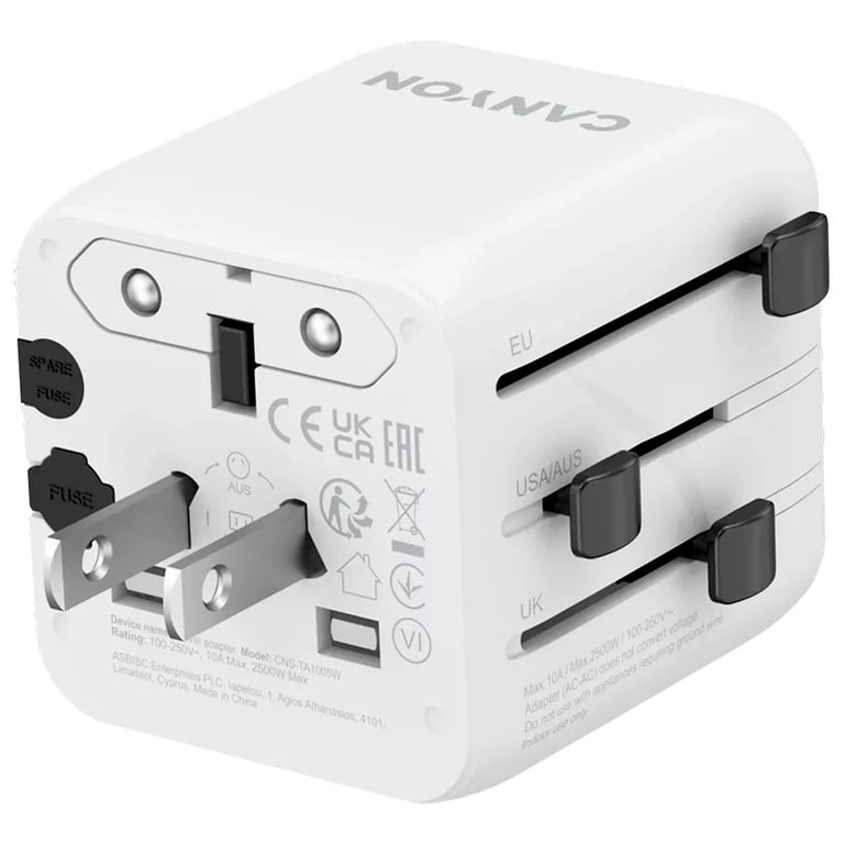 Перехідник Canyon Travel Adapter OnTour One EU/UK/US/AUS White (CNS-TA1005W) - фото 3