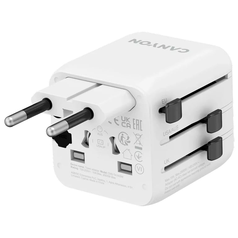 Перехідник Canyon Travel Adapter OnTour One EU/UK/US/AUS White (CNS-TA1005W) - фото 5