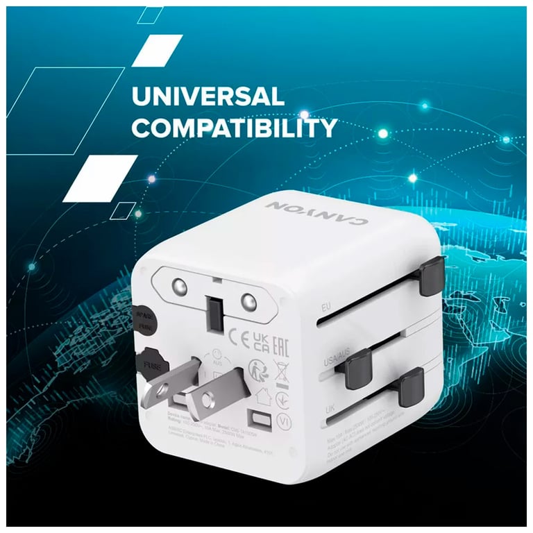 Перехідник Canyon Travel Adapter OnTour One EU/UK/US/AUS White (CNS-TA1005W) - фото 8