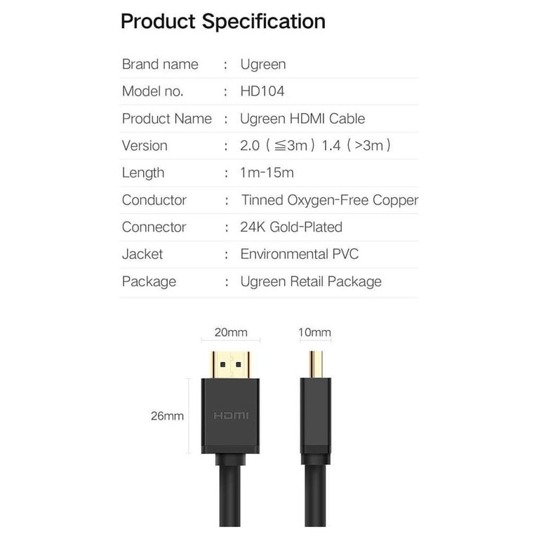 Кабель мультимедійний HDMI M to HDMI M 1.5m HD104 black Ugreen (60820) - фото 5