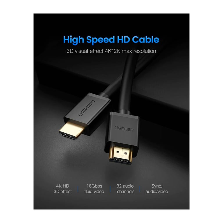 Кабель мультимедійний HDMI M to HDMI M 10.0m HD104 black Ugreen (10110) - фото 2