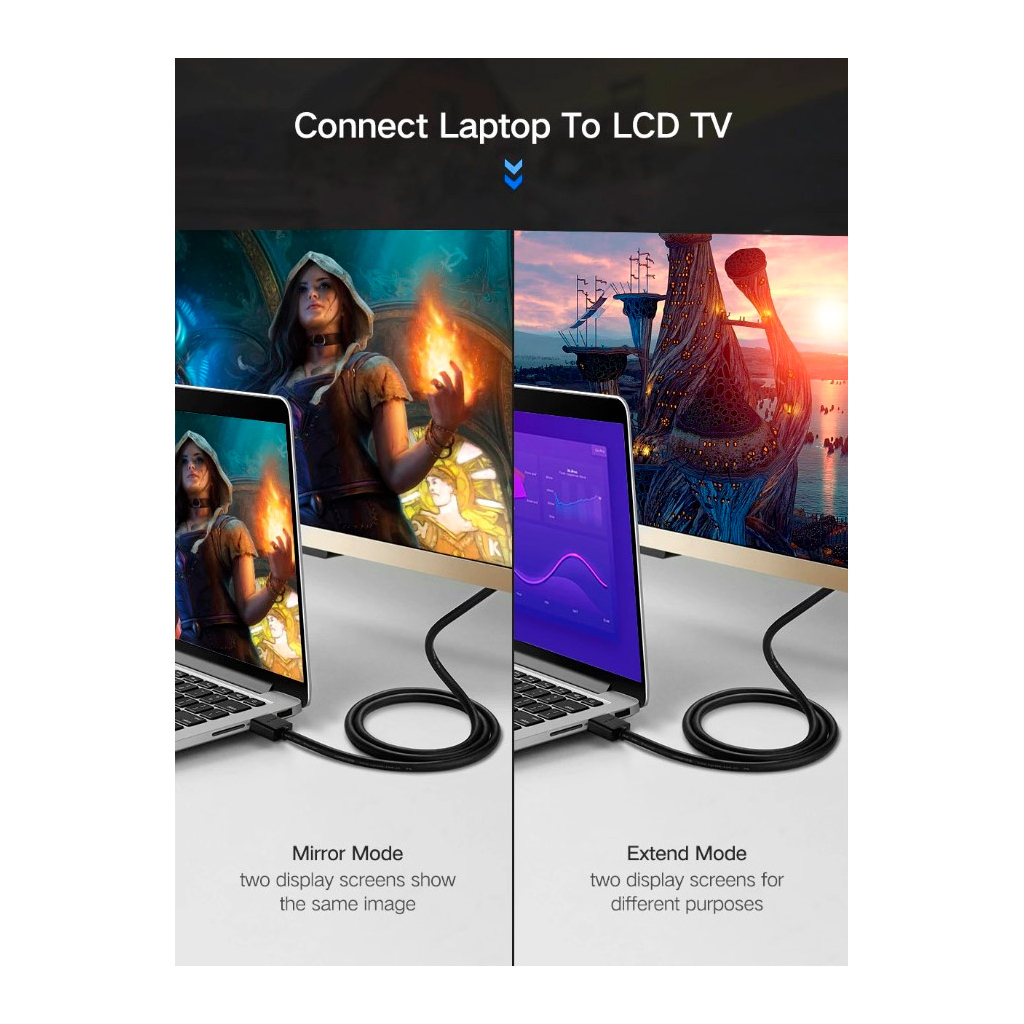 Кабель мультимедійний HDMI M to HDMI M 10.0m HD104 black Ugreen (10110) - фото 5 Кабель мультимедійний HDMI M to HDMI M 10.0m HD104 black Ugreen (10110) - фото 5