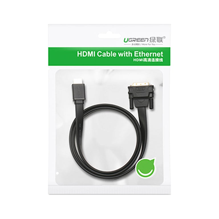 Кабель мультимедійний HDMI M to DVI M 1.0m HD106 black Ugreen (30116) - фото 2