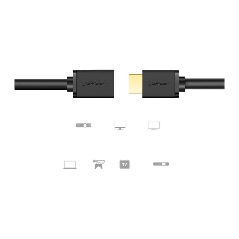 Кабель мультимедійний HDMI M to HDMI F 1.0m HD107 black Ugreen (10141) - фото 5