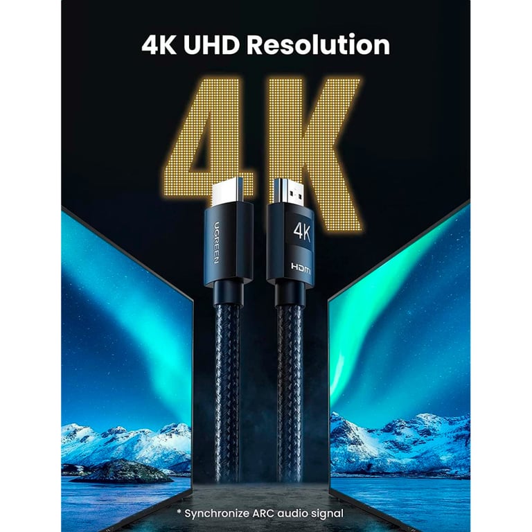 Кабель мультимедійний HDMI M to HDMI M 10.0m 4K30Hz braided HD119 black Ugreen (40104) - фото 2