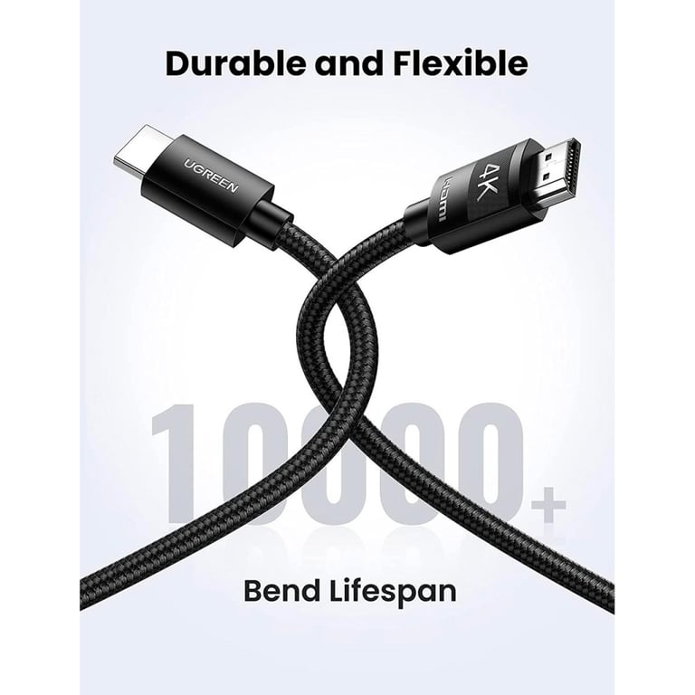 Кабель мультимедійний HDMI M to HDMI M 10.0m 4K30Hz braided HD119 black Ugreen (40104) - фото 7