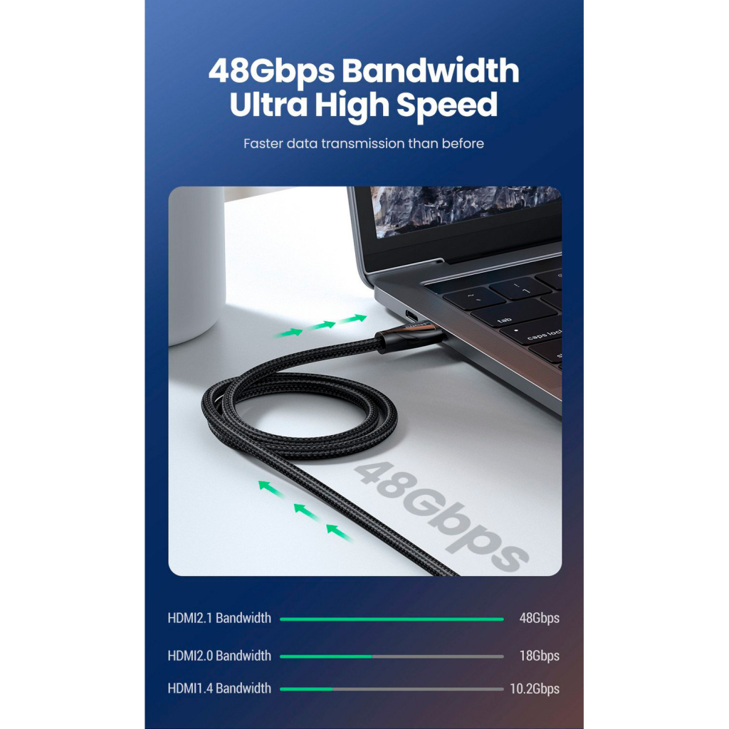 Кабель мультимедійний HDMI M to HDMI M 1.5m braided HD140 black Ugreen (80402) - фото 8 Кабель мультимедійний HDMI M to HDMI M 1.5m braided HD140 black Ugreen (80402) - фото 8