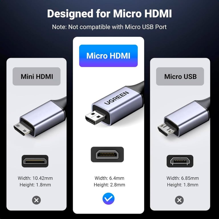 Кабель мультимедійний HDMI M to HDMI micro M 2.0m V2.1 8K60Hz HD164 black Ugreen (15517) - фото 7