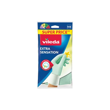Рукавички господарські Vileda Extra Sensation Латексні Для делікатних робіт Розмір M (4023103073937)