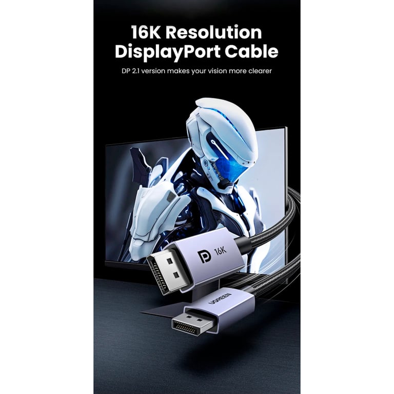 Кабель мультимедійний DisplayPort M to DisplayPort M 3.0m 16K DP118 black Ugreen (25862) - фото 4
