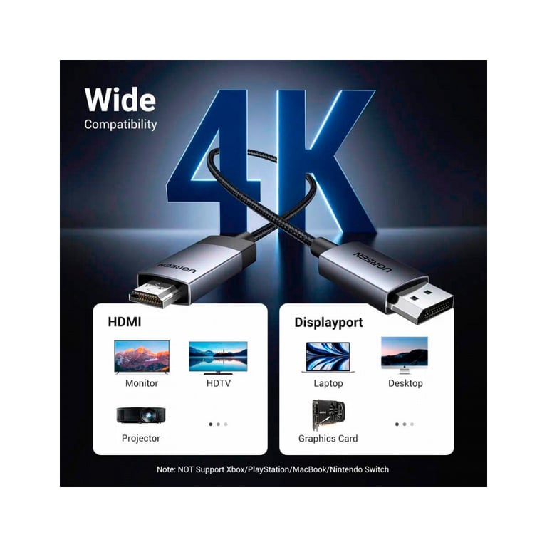 Кабель мультимедійний DisplayPort M to HDMI M 1.0m V2.0 4K60Hz DP119 black Ugreen (15773) - фото 6