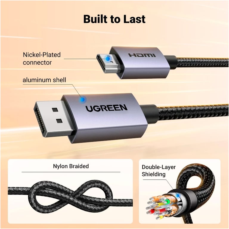 Кабель мультимедійний DisplayPort M to HDMI M 2.0m V2.0 4K30Hz DP125 black Ugreen (35842) - фото 9