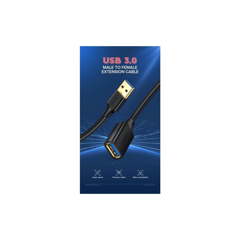Дата кабель USB 3.0 AM/AF 1.5m US129 black UGREEN (30126) - фото 2