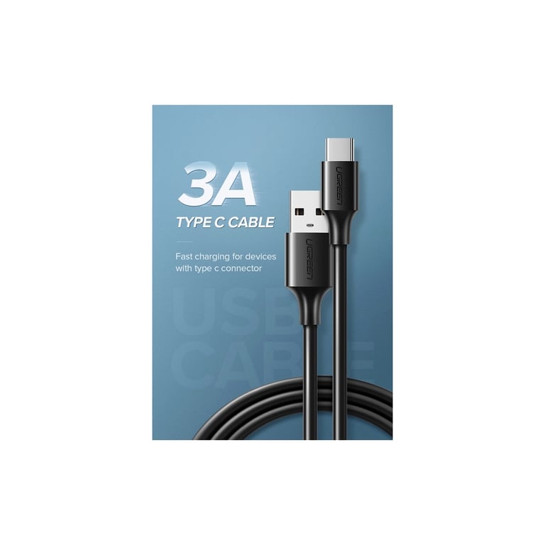 Дата кабель USB 2.0 AM to USB-C 0.25m 3A US287 black Ugreen (60114) - фото 2