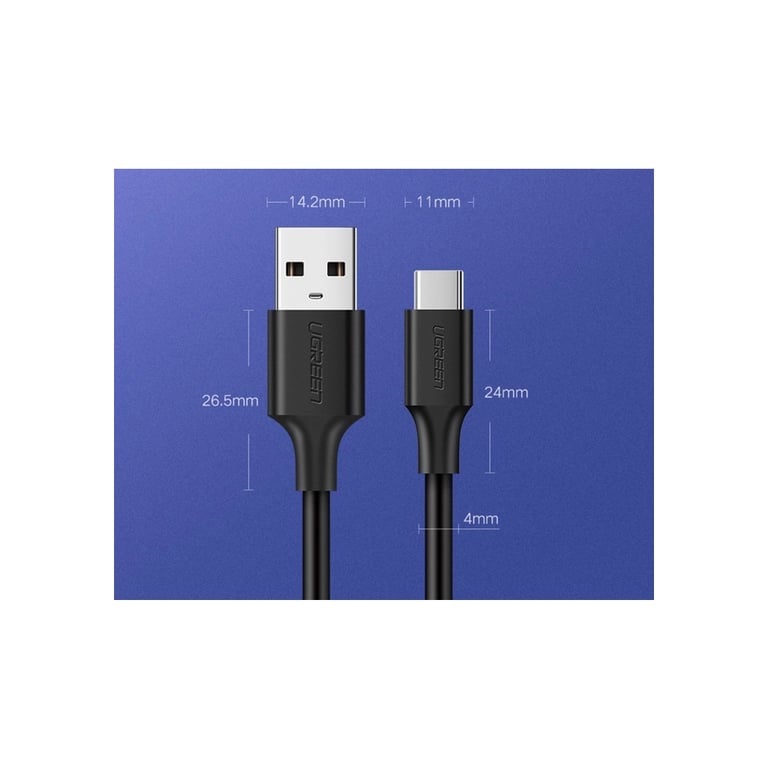 Дата кабель USB 2.0 AM to USB-C 0.25m 3A US287 black Ugreen (60114) - фото 3