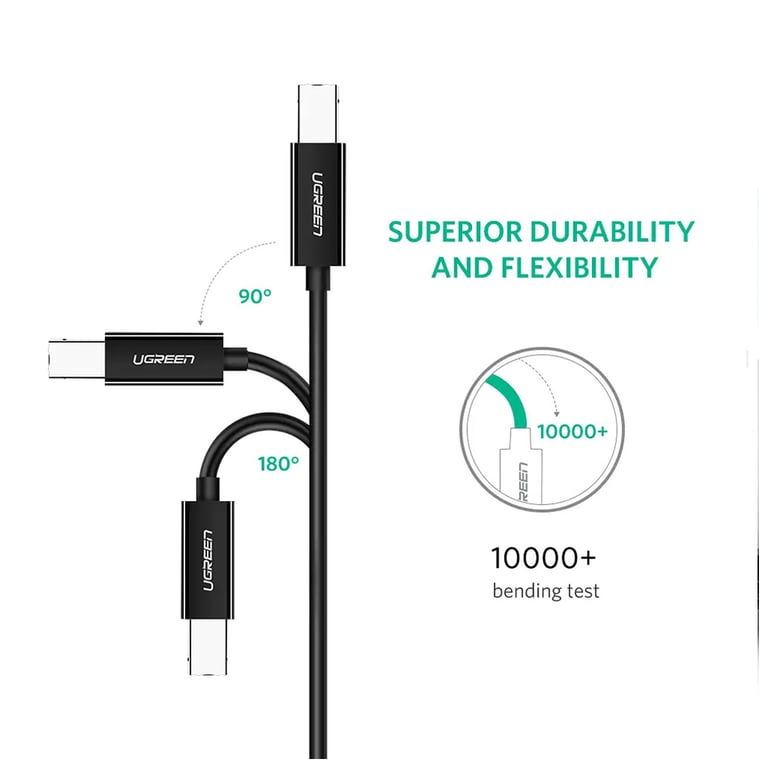 Кабель для принтера USB-C 2.0 to BM 2.0m US241 black Ugreen (50446) - фото 2