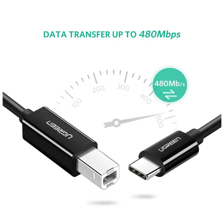 Кабель для принтера USB-C 2.0 to BM 2.0m US241 black Ugreen (50446) - фото 4
