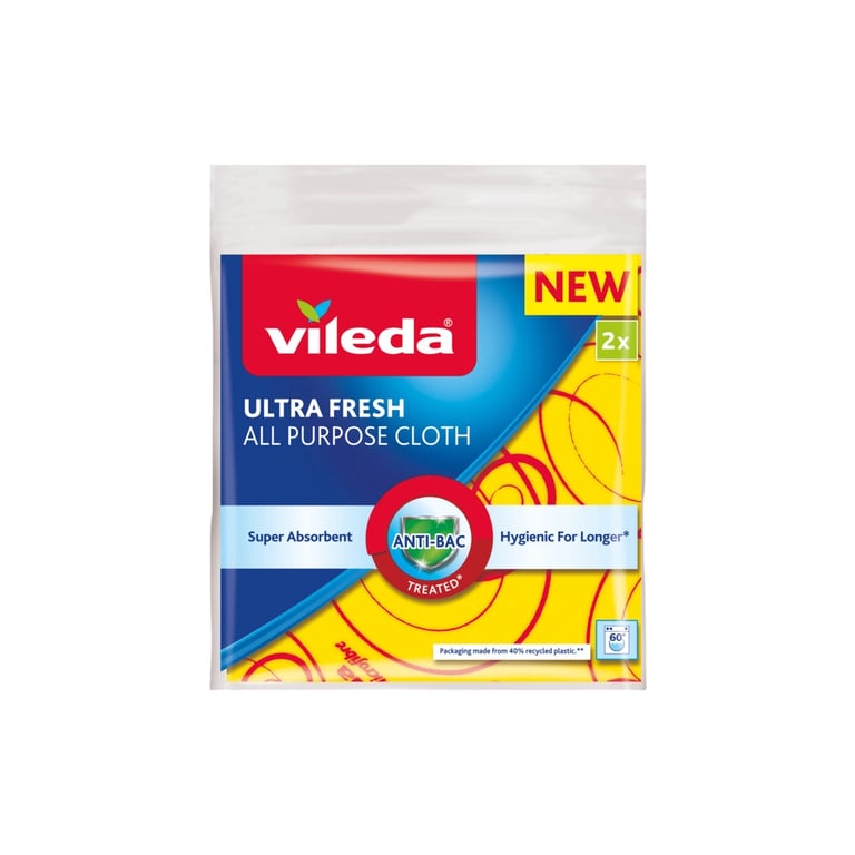 Серветки для прибирання Vileda Ultra Fresh Антибактеріальні Універсальні 2 шт. (4023103239593) - фото 1