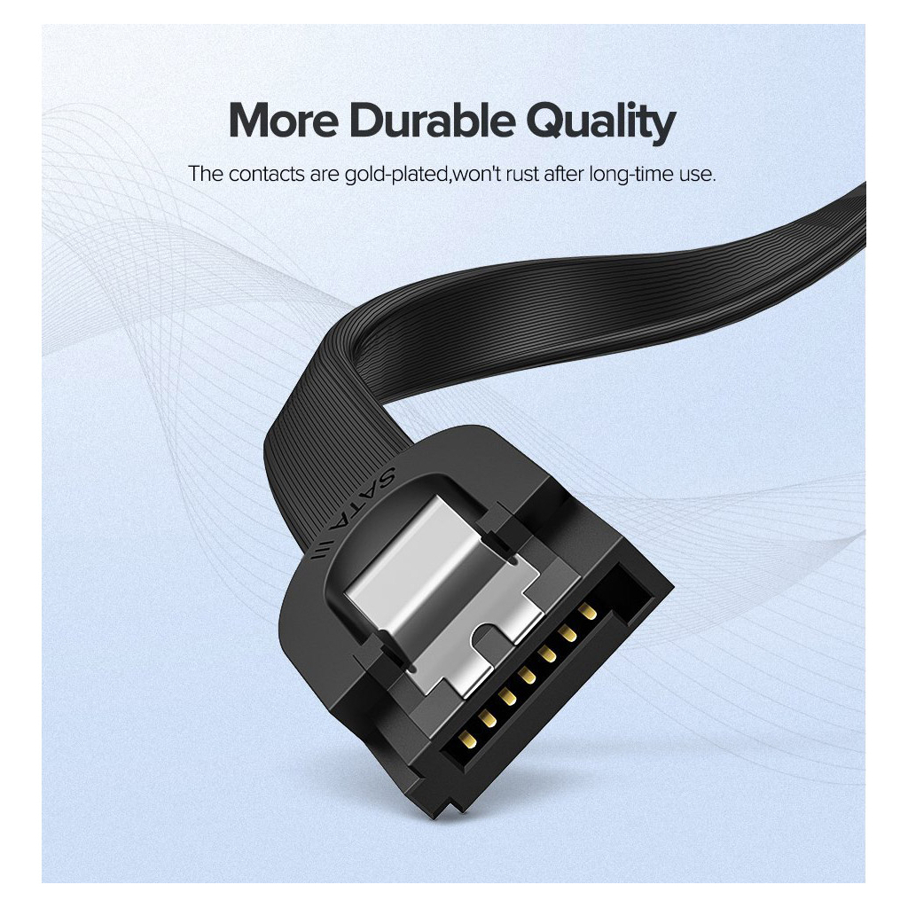 Кабель для передачі даних SATA 3 Data Cable 0.5m 90° corner US217 Black UGREEN (30797) - фото 3 Кабель для передачі даних SATA 3 Data Cable 0.5m 90° corner US217 Black UGREEN (30797) - фото 3