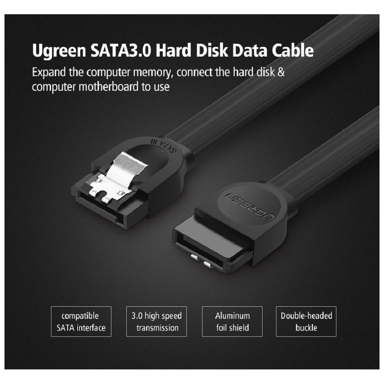 Кабель для передачі даних SATA 3 Data Cable 0.5m US217 Black UGREEN (30796) - фото 3