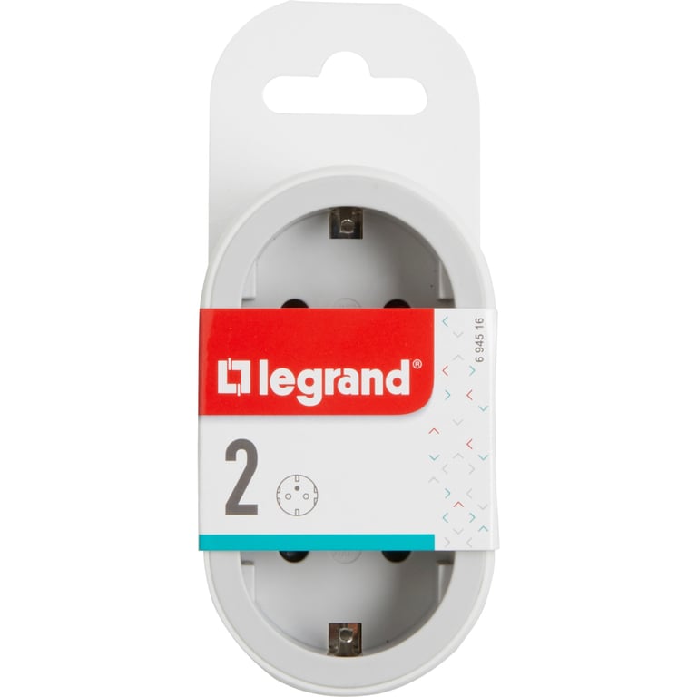 Мережевий розгалужувач Legrand СТАНДАРТ 2х2К+З фронтальні розетки , колір Білий/Сірий (694516) - фото 4