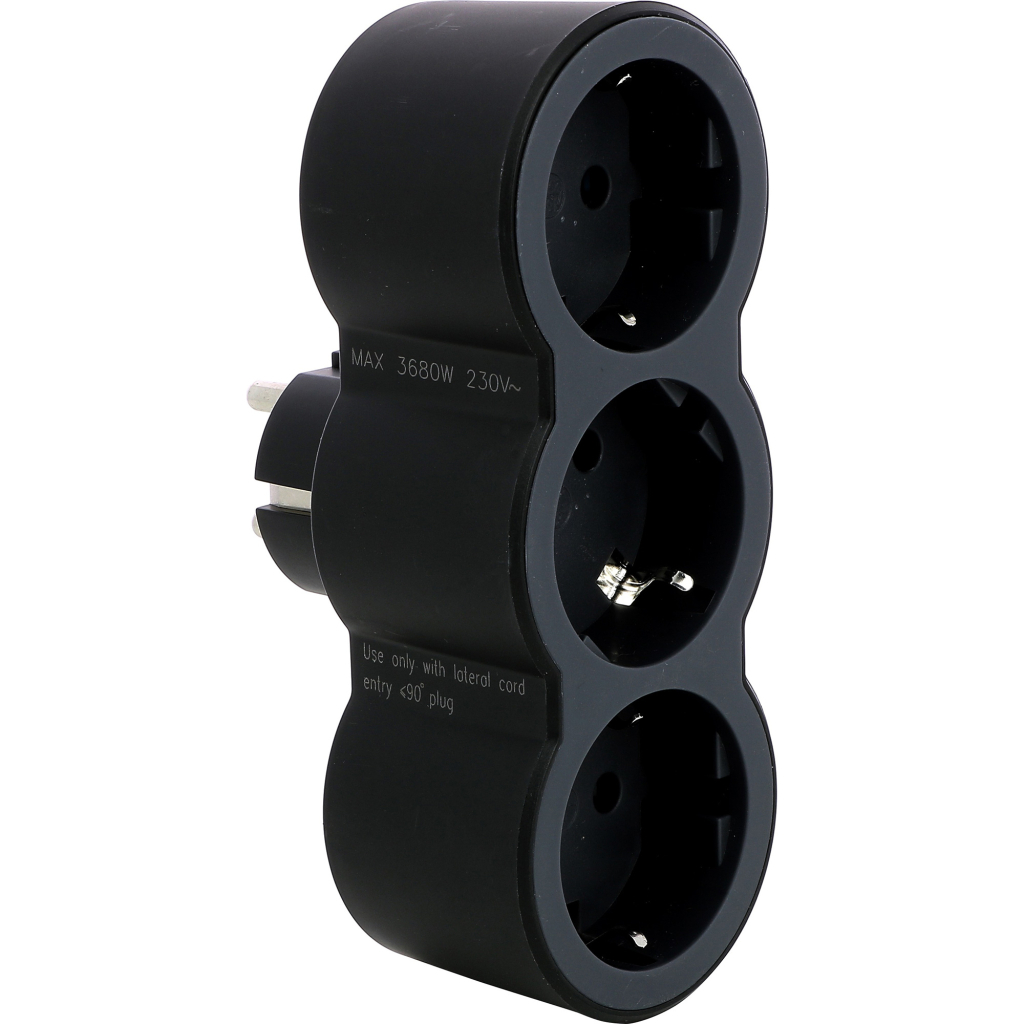 Мережевий розгалужувач LEGRAND СТАНДАРТ 3х2К+З фронтальні розетки , колір Чорний (694519)