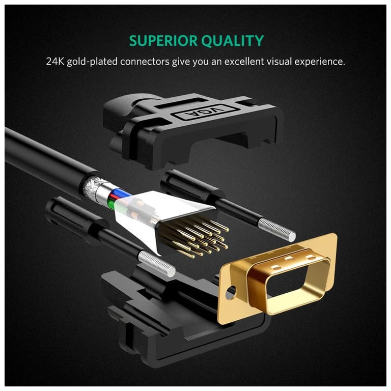 Кабель мультимедійний VGA M to VGA M 2.0m VG101 black Ugreen (11646) - фото 7