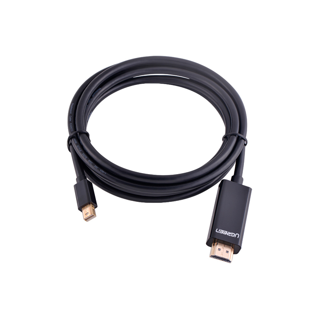 Кабель мультимедійний miniDisplayPort M to HDMI M 1.5m MD101 4K black UGREEN (20848) - фото 3 Кабель мультимедійний miniDisplayPort M to HDMI M 1.5m MD101 4K black UGREEN (20848) - фото 3