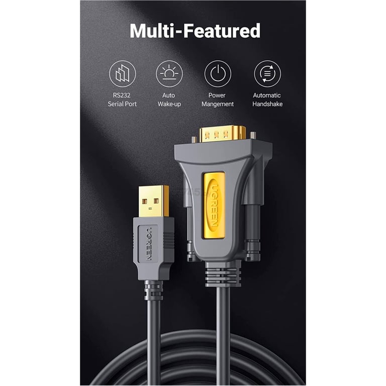 Кабель для передачі даних USB to COM M 1.5m DB9 RS-232 CR104 black Ugreen (20211) - фото 5