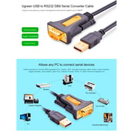 Кабель для передачі даних USB to COM M 1.5m DB9 RS-232 CR104 black Ugreen (20211) - фото 8