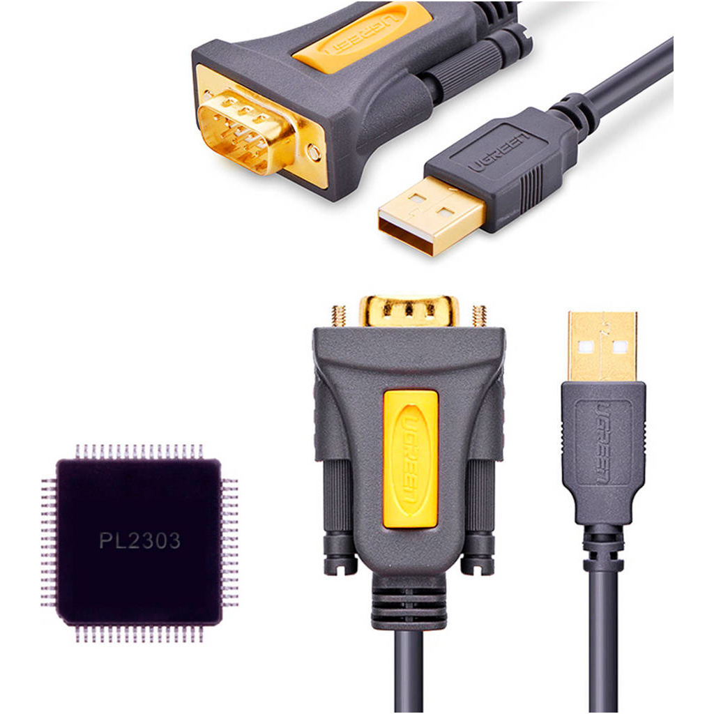 Кабель для передачі даних USB to COM M 2.0m DB9 RS-232 CR104 black Ugreen (20222) - фото 3 Кабель для передачі даних USB to COM M 2.0m DB9 RS-232 CR104 black Ugreen (20222) - фото 3
