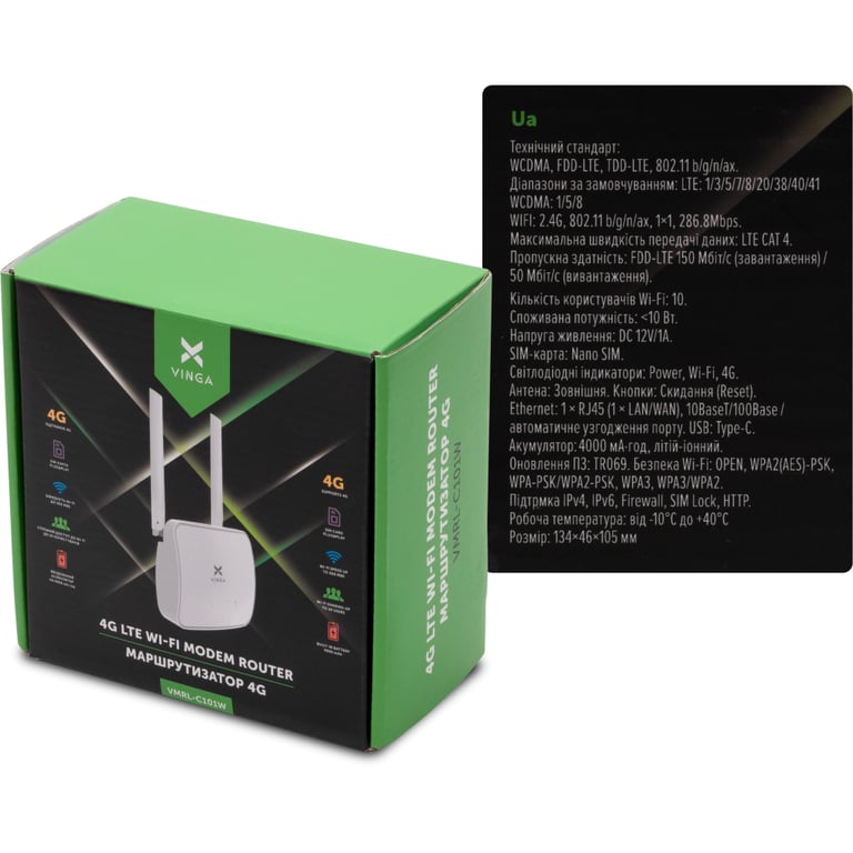 Маршрутизатор Vinga IndHome 4G C101 (VMRL-C101W) - фото 6
