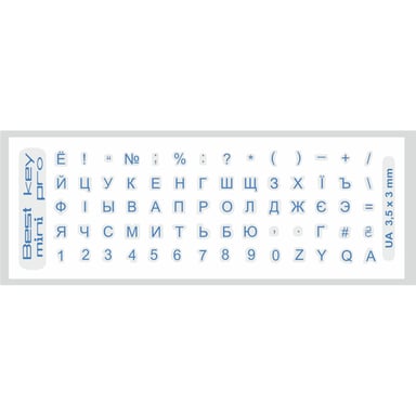 Наклейка на клавіатуру BestKey mini Pro 3,5х3мм, прозора основа, 70, синій (BKmPRO/BluTr/052)