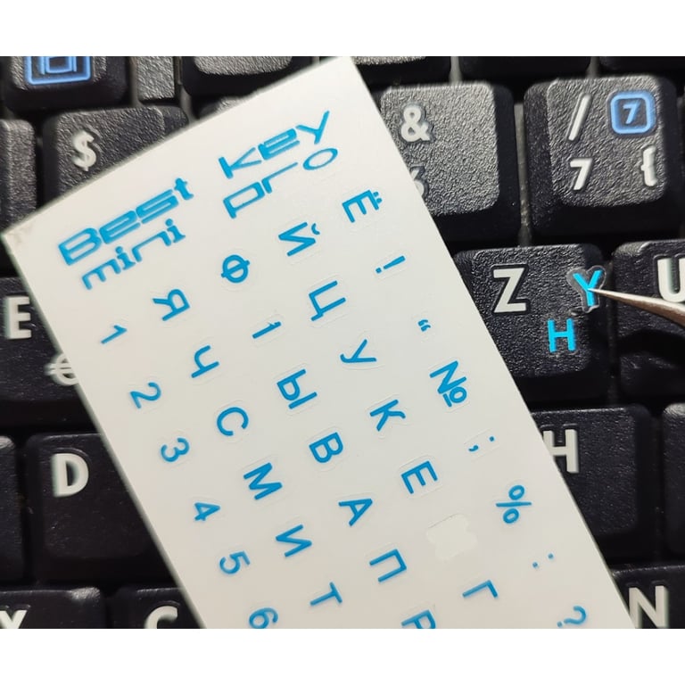 Наклейка на клавіатуру BestKey mini Pro 3,5х3мм, прозора основа, 70, синій (BKmPRO/BluTr/052) - фото 2