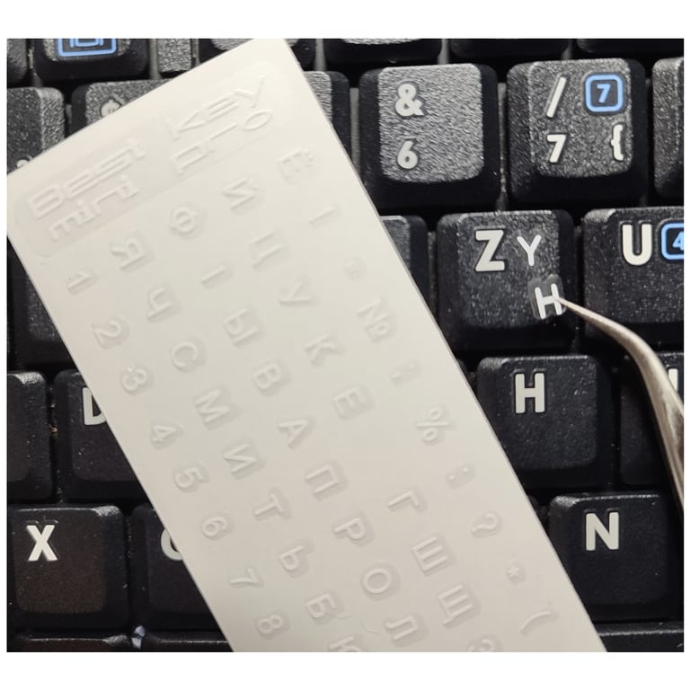 Наклейка на клавіатуру BestKey mini Pro 3,5х3мм, прозора основа, 70, білий (BKmPRO/WhiTr/050) - фото 2