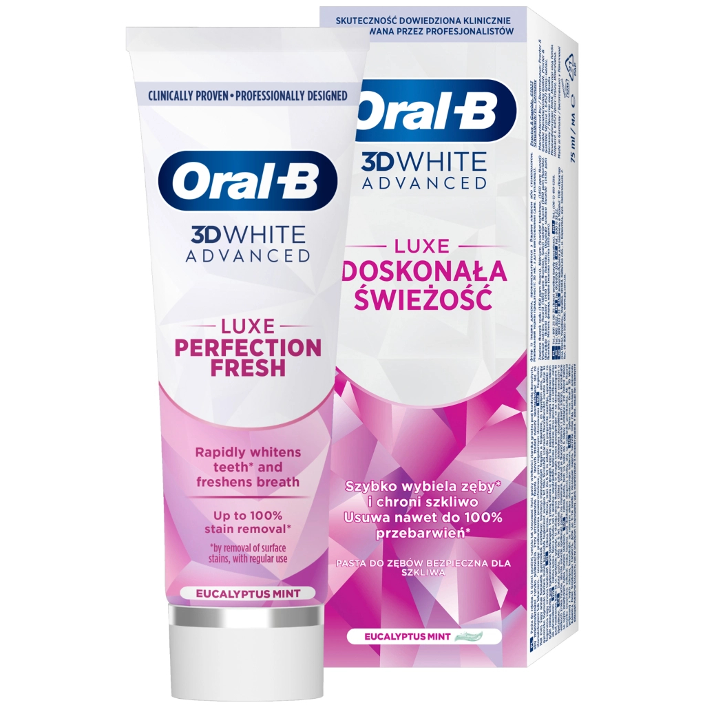 Зубна паста Oral-B 3D White Advanced Luxe Perfection Прохолода м%27яти та евкаліпту 75 мл (8700216922739) Зубна паста Oral-B 3D White Advanced Luxe Perfection Прохолода м%27яти та евкаліпту 75 мл (8700216922739)