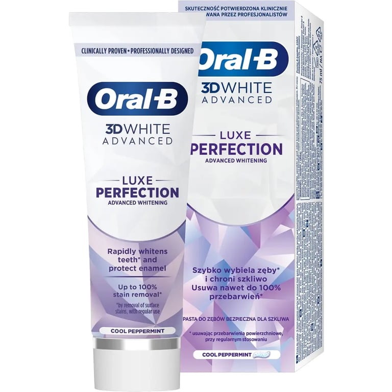 Зубна паста Oral-B 3D White Advanced Luxe Perfection Прохолода перцевої м'яти 75 мл (8700216922784) - фото 1