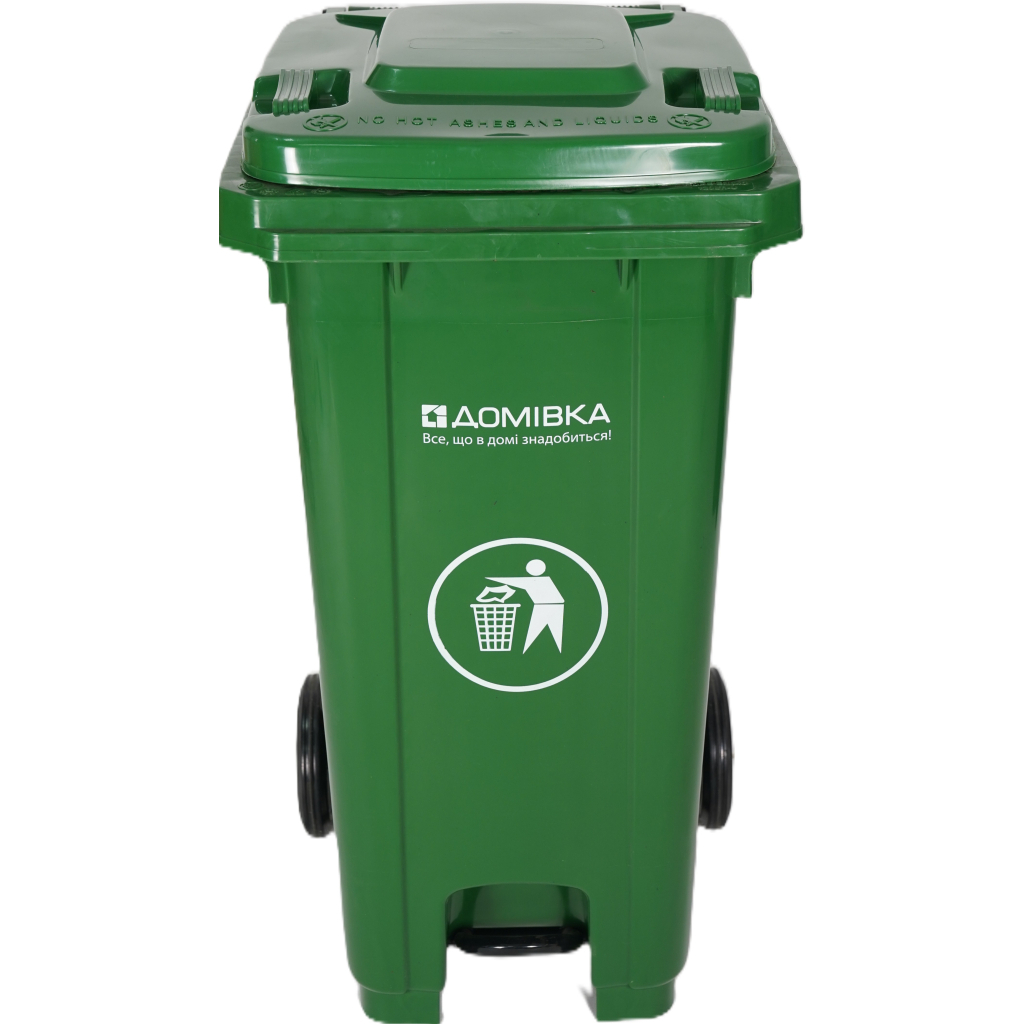 Контейнер для сміття Домівка 120L-U З педаллю Зелений 120 л (000033133) - фото 1