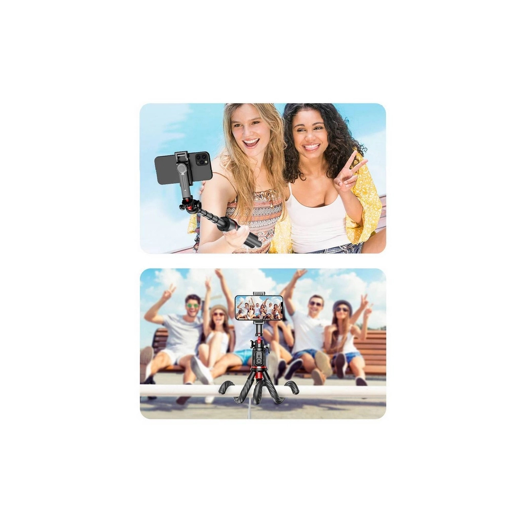 Штатив RTAKO C03 Octopus Extendable Tripod Selfie Stick (with Detachable Phone Holder) Black (6942063212416) - фото 3 Штатив RTAKO C03 Octopus Extendable Tripod Selfie Stick (with Detachable Phone Holder) Black (6942063212416) - фото 3