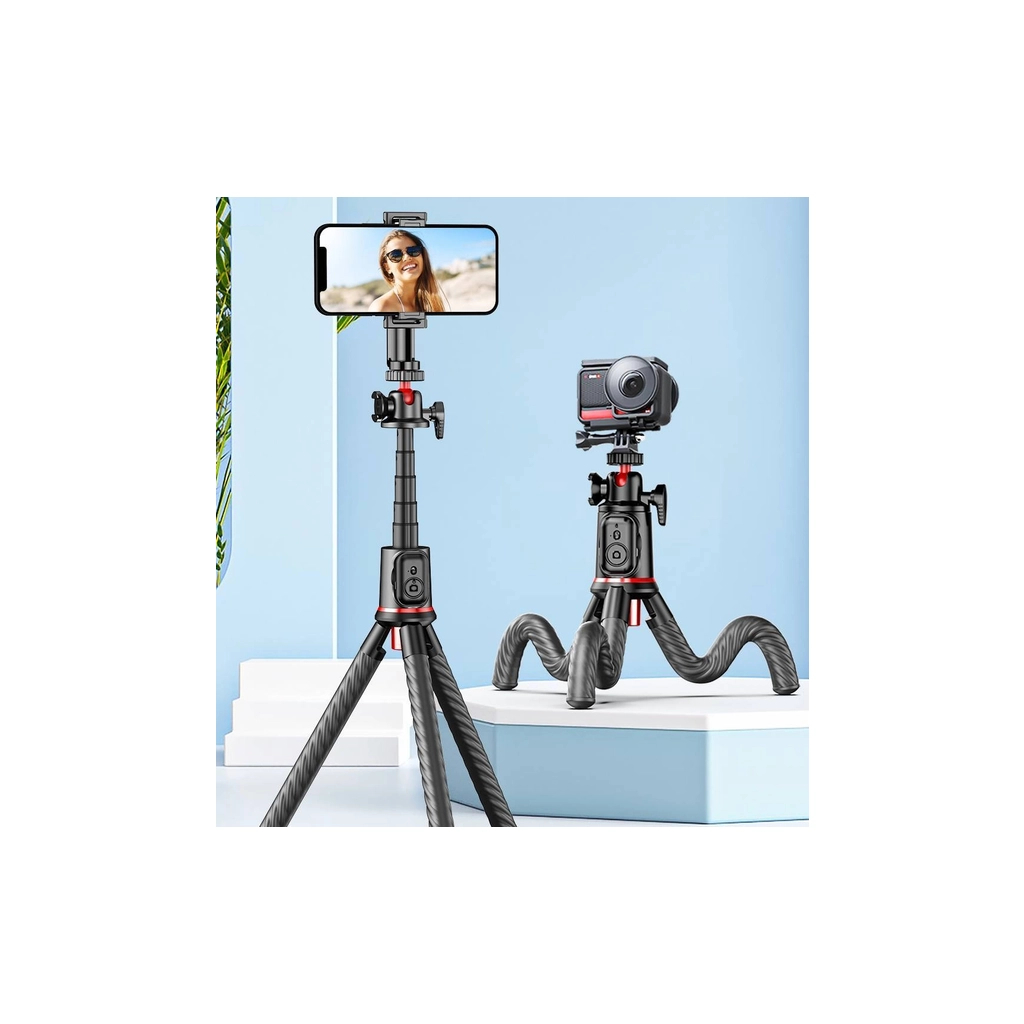 Штатив RTAKO C03 Octopus Extendable Tripod Selfie Stick (with Detachable Phone Holder) Black (6942063212416) - фото 8 Штатив RTAKO C03 Octopus Extendable Tripod Selfie Stick (with Detachable Phone Holder) Black (6942063212416) - фото 8