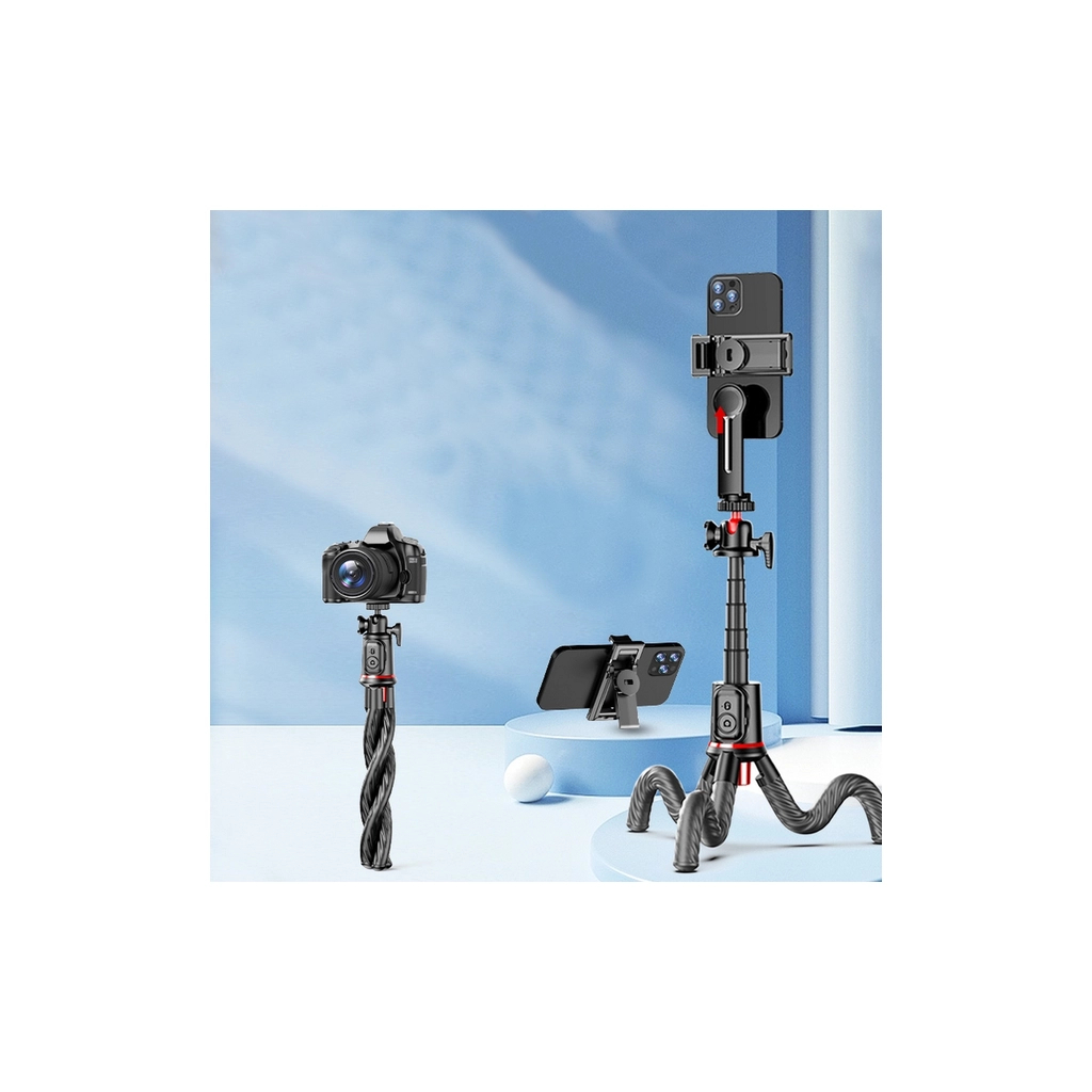 Штатив RTAKO C03 Octopus Extendable Tripod Selfie Stick (with Detachable Phone Holder) Black (6942063212416) - фото 9 Штатив RTAKO C03 Octopus Extendable Tripod Selfie Stick (with Detachable Phone Holder) Black (6942063212416) - фото 9